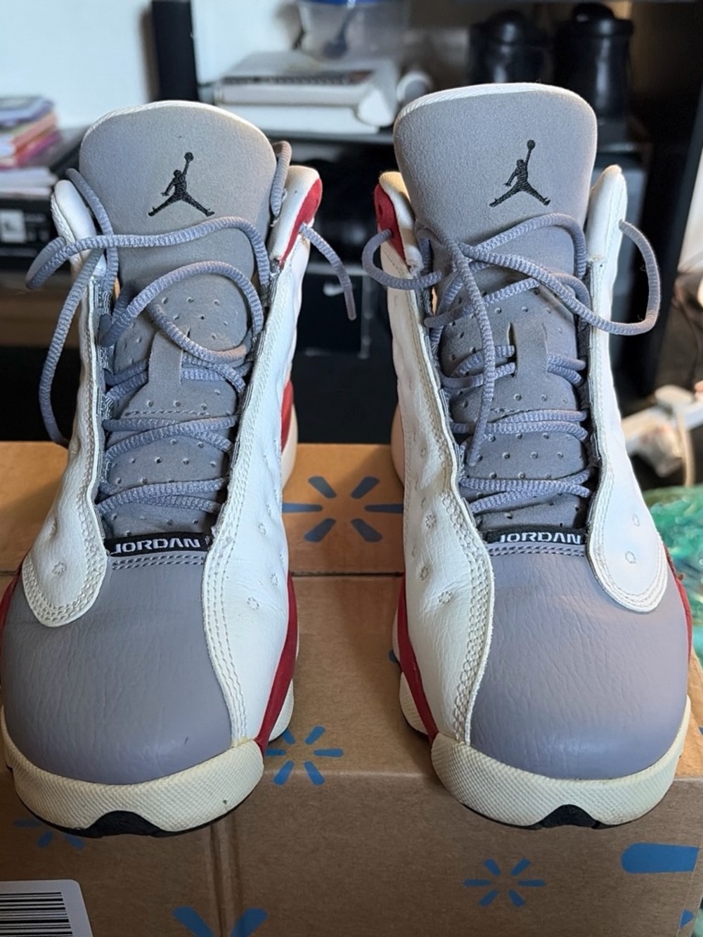 Jordan Kids' Retro Sneakers in Gray, White & Red